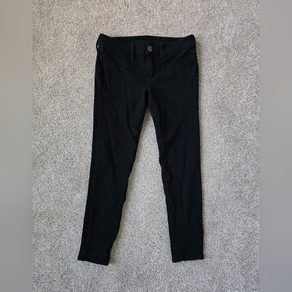 American Eagle Outfitters Super Stretch Black Jeggings Jeans Sz 4 Short